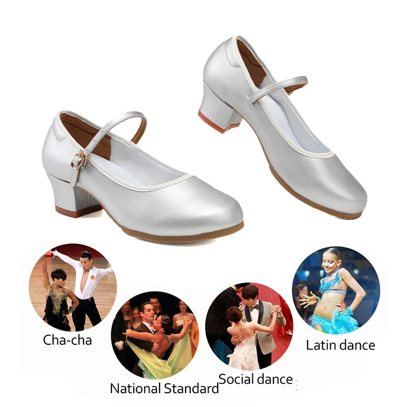 SWDZM Women Modern Dance Shoes Soft Bottom Tango Dancing Shoes Ballroom Latin Dance Shoes For Women 4CM Middle Heeled 4