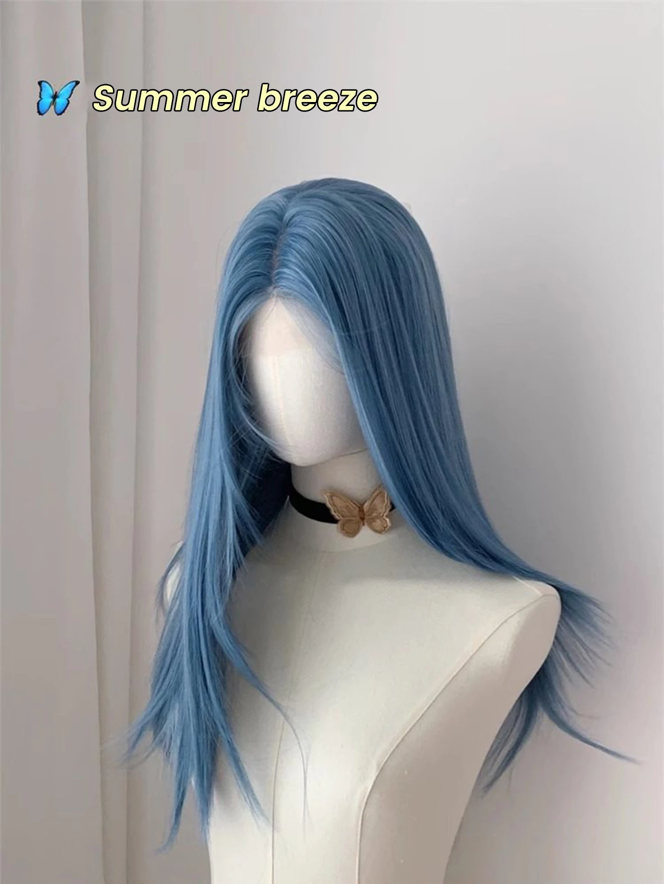 Synthetic Blue Long Straight Lace Front Wig for Women