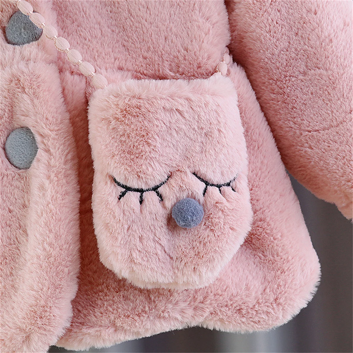 2Pcs/Set Winter New Girl's Little Rabbit Butterfly Knot Sweater Cute Cartoon Coat For Baby Girls Comes With A Little Rabbit Bag
