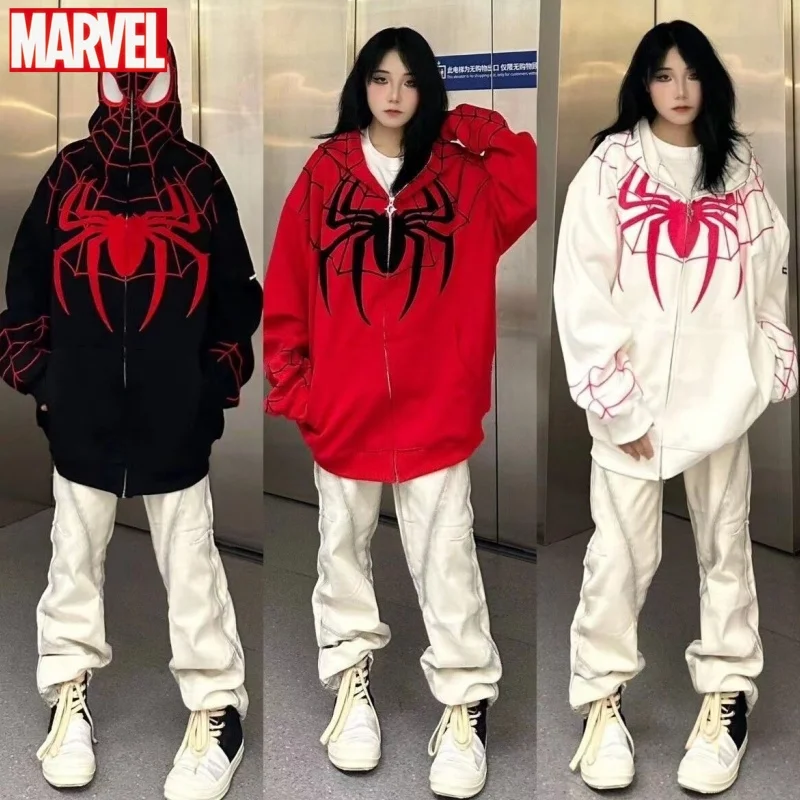 

New Marvel Spider Man Hoodies 3d Digital Printing Hooded Fashion Hip-Hop Sweatshirts Zipper Heavyweight Cardigan Summer