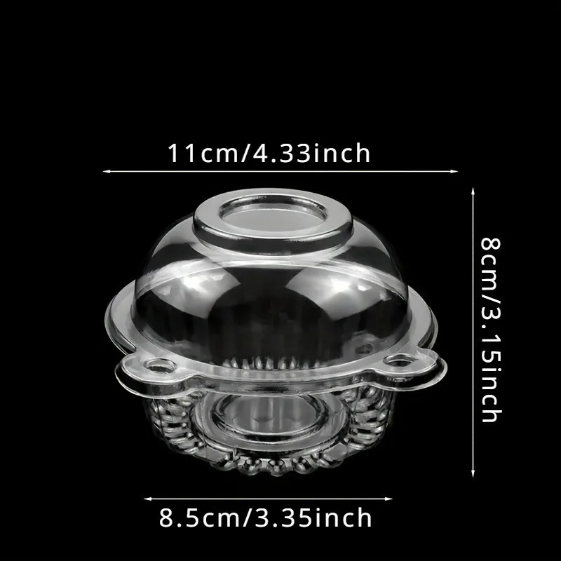 50 Pcs Value Pack Clear Plastic Cupcake Boxes with Lids - Perfect for Muffins, Mousse, Pastry & Sandwiches for Party Use