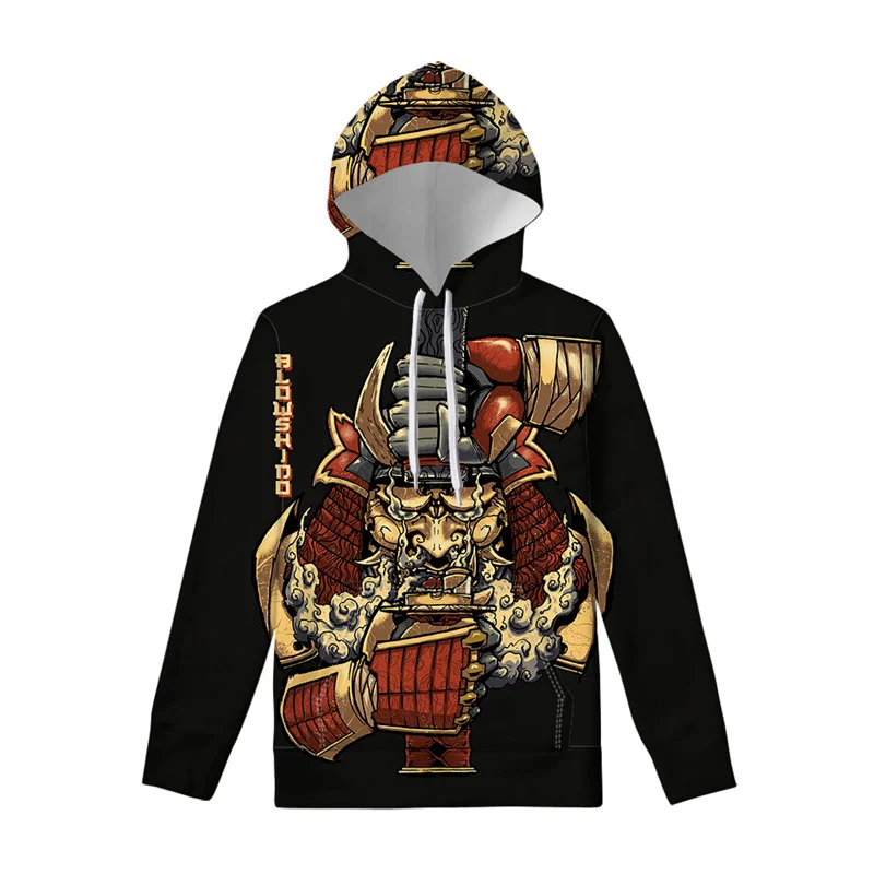 thumbnail image 1 of Sudadera con capucha con estampado de samurái japonés para hombre, sudadera con capucha con máscara impresa en 3D retro, sudadera con capucha de manga larga a la moda, jersey informal de calle, 1 of 4