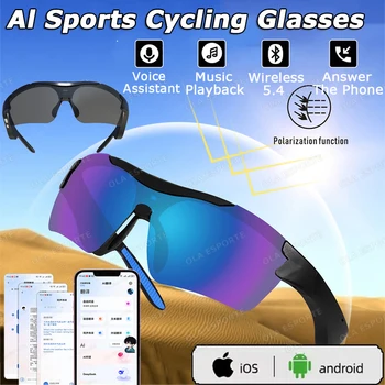 Occhiali da ciclismo intelligenti da uomo Bluetooth UV400 occhiali da sole polarizzati uomo AI Voice cuffie intelligenti chiamata riproduzione musicale telecamera remota