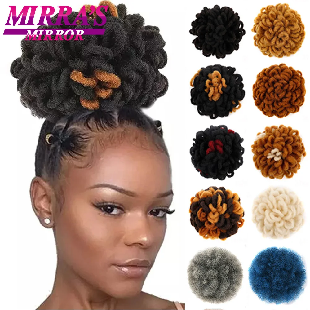 

Afro Puff Dreadlocks Drawstring Ponytail Faux Dread Locs Afro Puff Hair Bun Clip in Hair Extensions Kinky Curly Hair Chignon