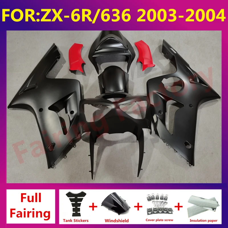 

New ABS Motorcycle Fairing kit Fit For kawasaki ZX6R 636 ZX-6R zx-6 2003 2004 03 04 full fairings bodywork zxmt set matte black