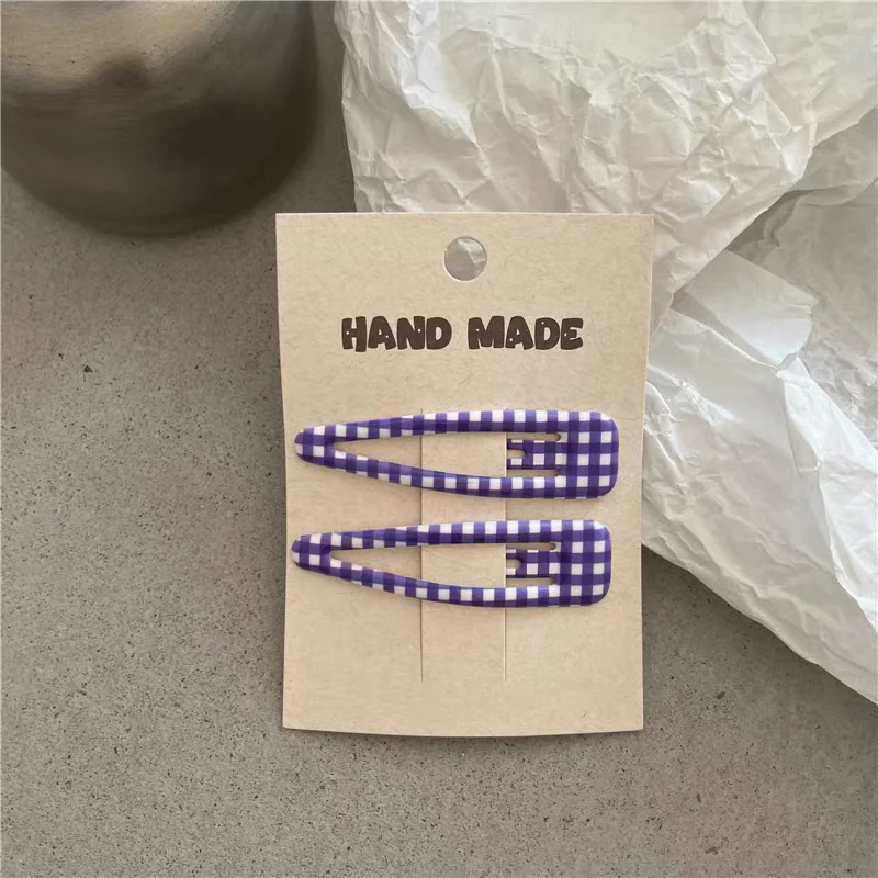 2 Stück modische und minimalistische bunte klassische karierte BB-Haarnadel-Haarseitenklammern für Mädchen und Frauen, koreanische Haar-Accessoires – Detail 5