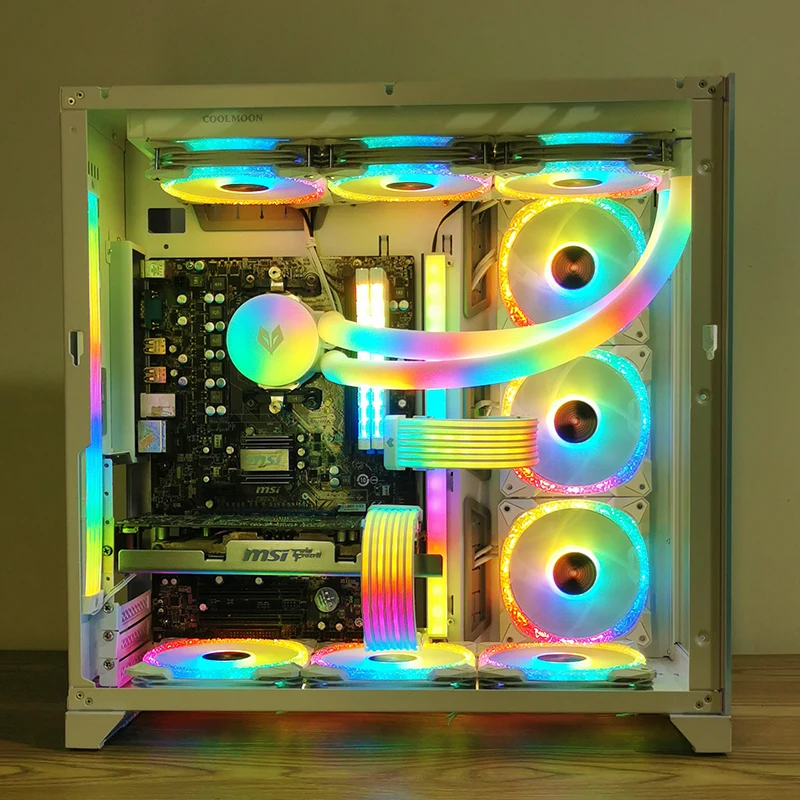 fio argb caso pc led barra luz