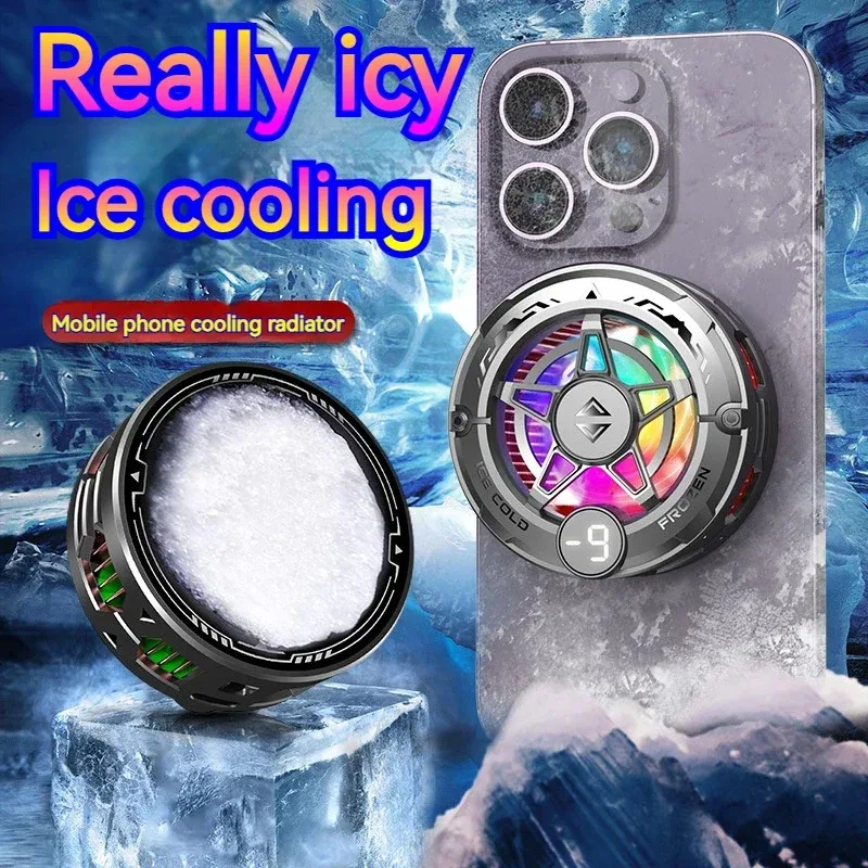 NEW 2IN1 Universal Portable Magnetic Clip Semiconductor Phone Cooler Digital Display RGB Light Cooling Game exclusive Cooling