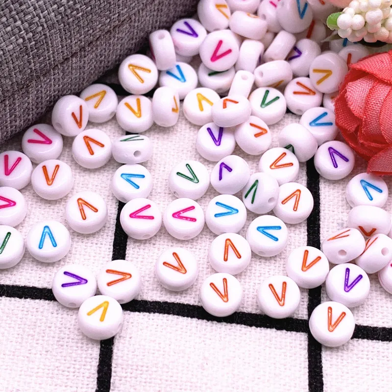 NEW 100pcs/lot 7x4mm A-Z Colourful Round Alphabet Letter Acrylic Loose Spacer Beads for Jewelry Making DIY Bracelet Accessories mala beads Beads