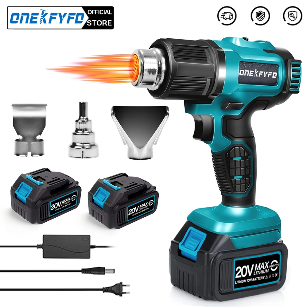 Cordless Handheld Hot Air Gun Machine Lithium Rechargeable Heating Equipment Temperatures Adjustable Power Tool with 3 Nozzles jimmy jv35 handheld anti mite vacuum cleaner high temperature uv acaricide 14kpa strong suction 700w power 5s rapid heating dust collector international version from xiaomi youpin gray