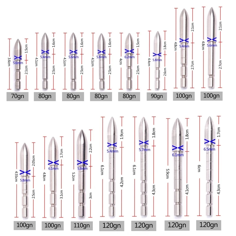 

3pcs ID4.2mm Stainless Steel Archery ArrowHead 70-120 GrainArrowHead For ID4.2 mm Arrow Shaft Arrow Accessory