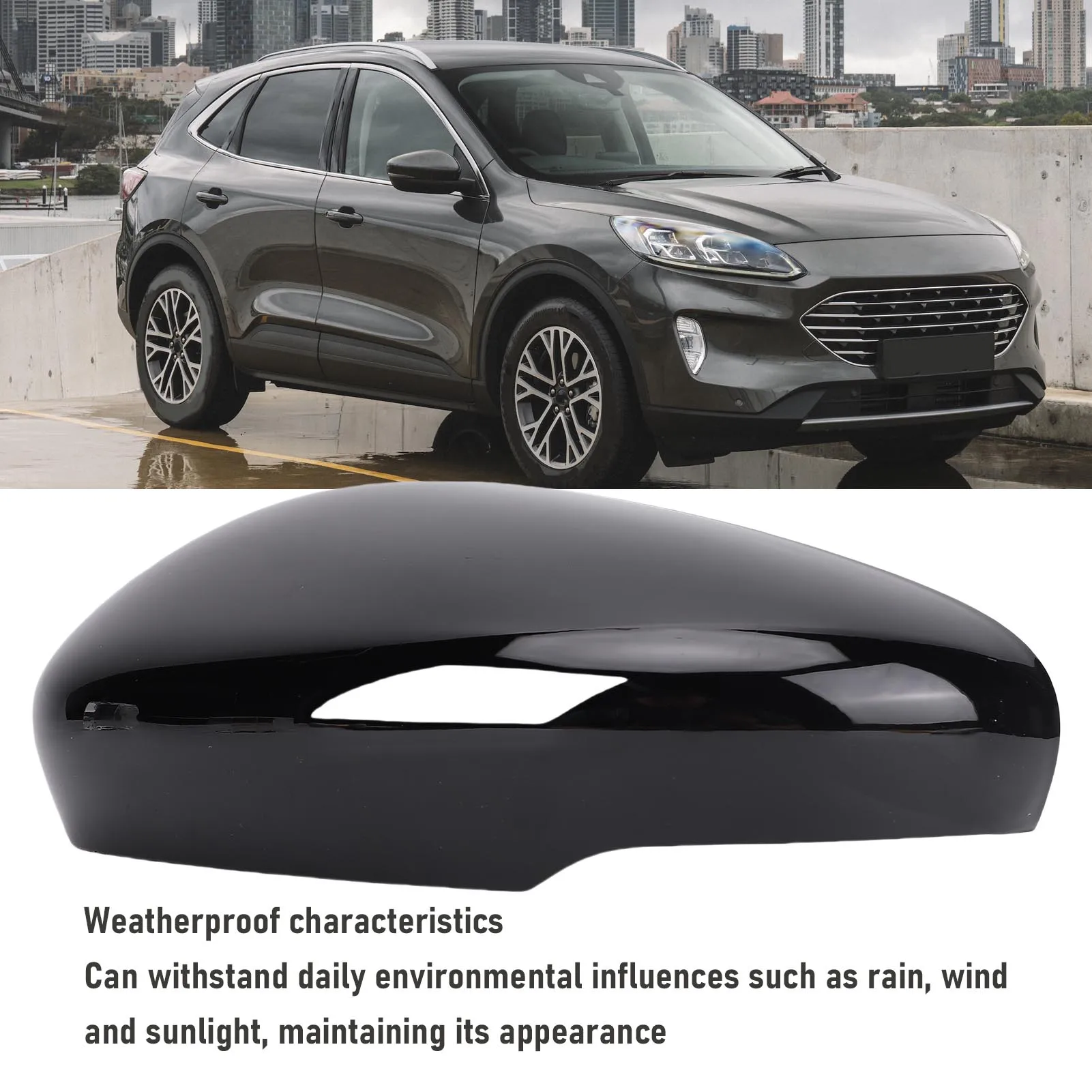Rearview Mirror Cover  Door Wing Mirror Cover Black High Strength Weatherproof for Vehicle Replacement for Escape 2020-2024
