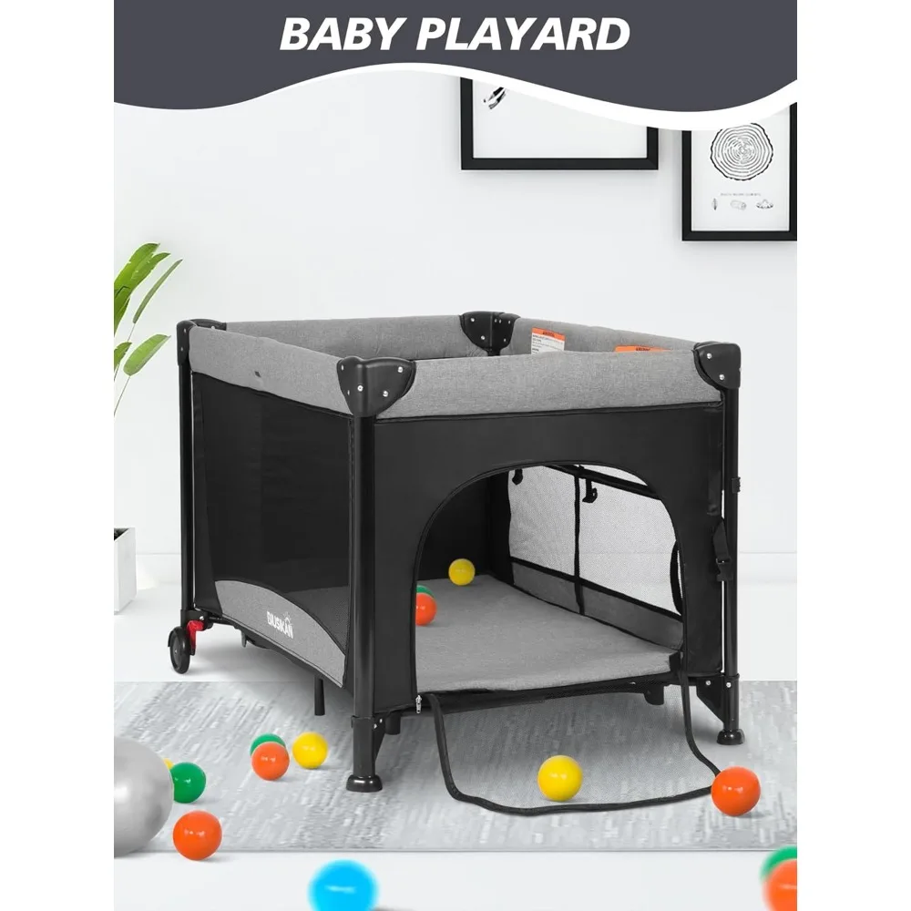 Baby Bassinet, Pack and Play with Bassinet, Bedside Sleeper with Diaper Changer, Mosquito Net, Music Box, Portable Crib 4