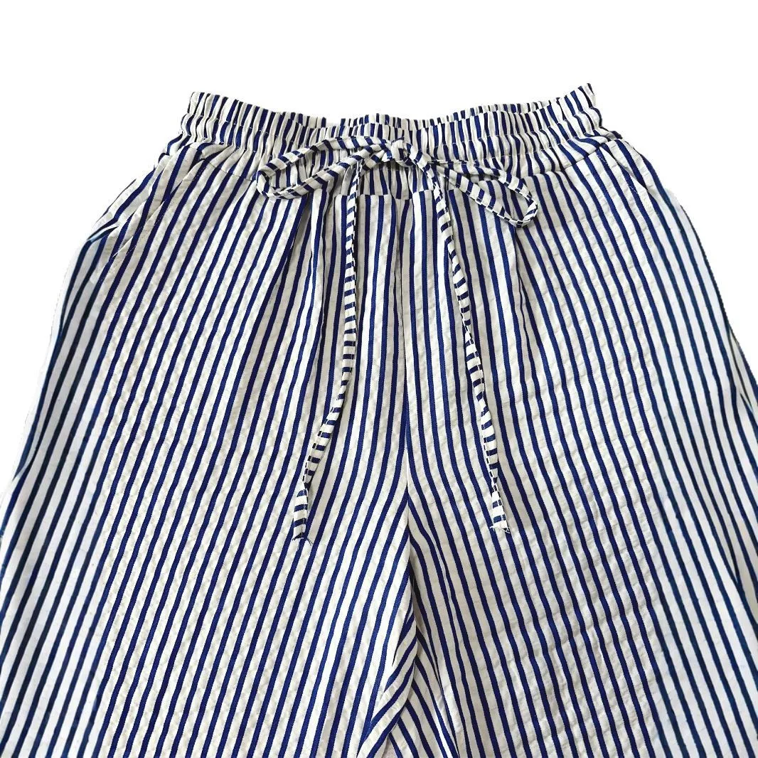 Women Striped Wide Leg Pants Autumn Full Trousers