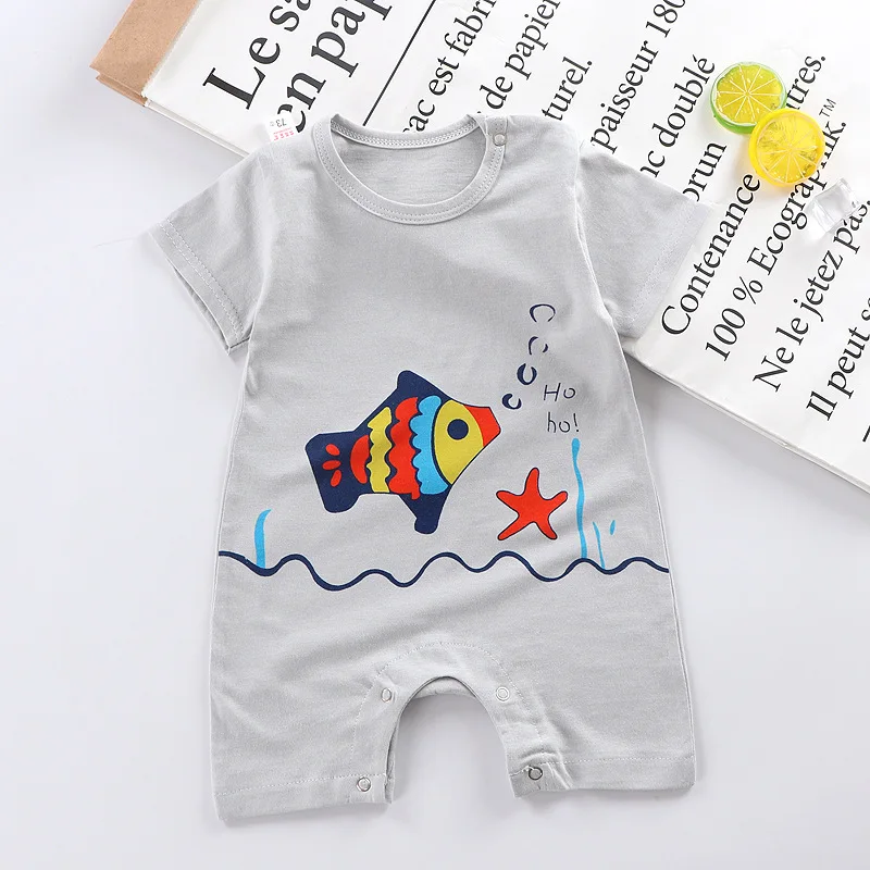 Newborn Baby Boys Girls Cartoon Cotton Kids Rompers Summer Children Infant Body Short Sleeve Girl Jumpsuit Printed Baby Clothes cheap baby bodysuits	