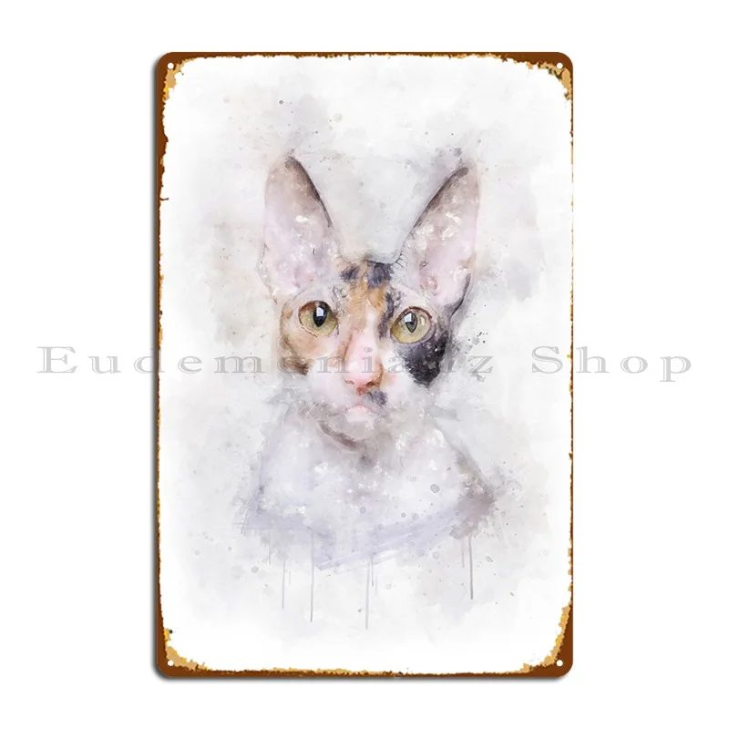 Cornish Rex Cat Acquerello Metal Sign Retro Party Plates Pub Plates Personaggio Murale Tin Sign Poster