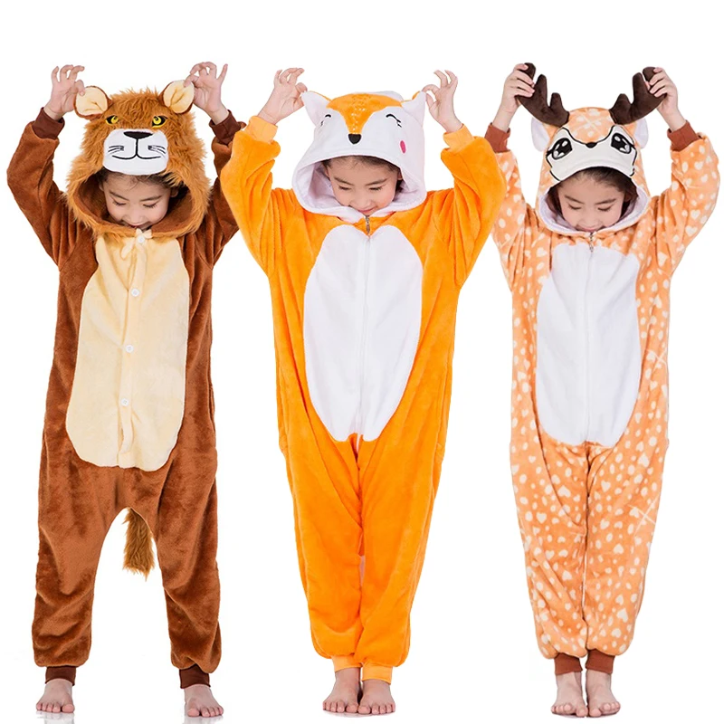 Dinosaur Kigurumi Pajamas Kids Winter Sleepwear Toddler Baby Animal Onesies Children Boy Girl Halloween Costume Jumpsuit Clothes