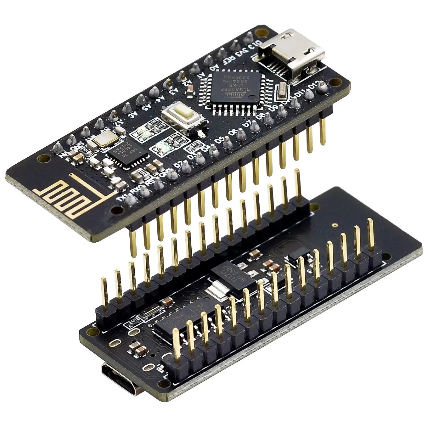 Enhanced Wireless Microcontroller Development Board with Micro USB - Features ATmega328P, 5V 16M, and Integrated 2.4G NRF24L01+