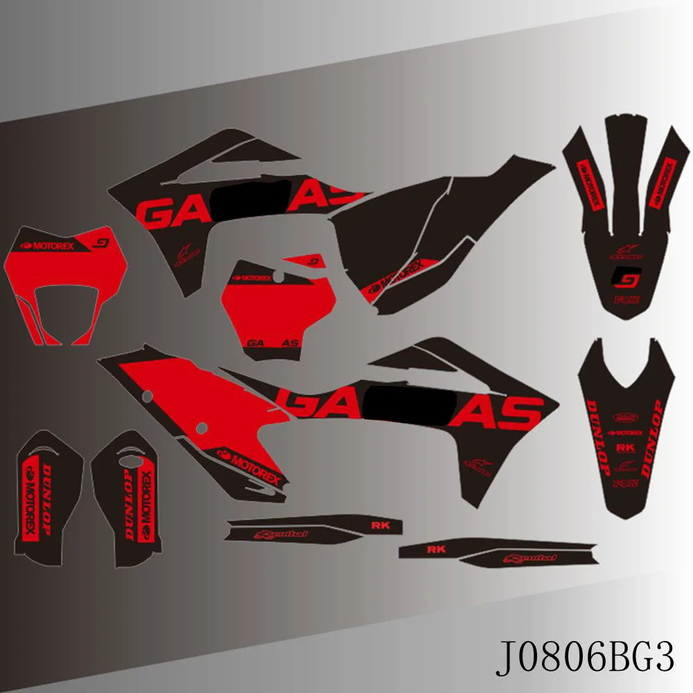 GASGAS GAS MC EX EC 125 250 300 350 450 2021 2022 2023 전체 그래픽 데칼 스티커 오토바이 배경 사용자 정의 번호