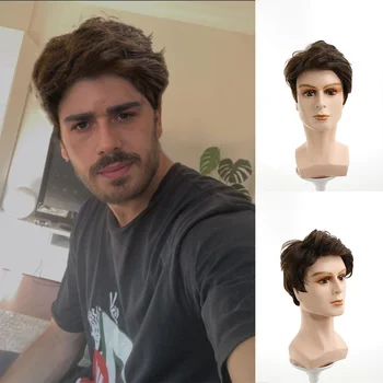 Allaosify capelli sintetici 4 pollici texture permanente per capelli corti, solo per giocare a styling copricapo da uomo
