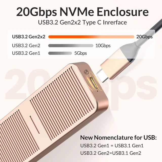  ORICO 20Gbps USB C to M.2 NVMe SSD Enclosure Reader, USB 3.2  Gen2x2 NVMe PCIe M-Key Solid State Drive Aluminum External Adapter, M2 Case  Support UASP Trim for NVMe SSD 2230/2242/2260/2280 