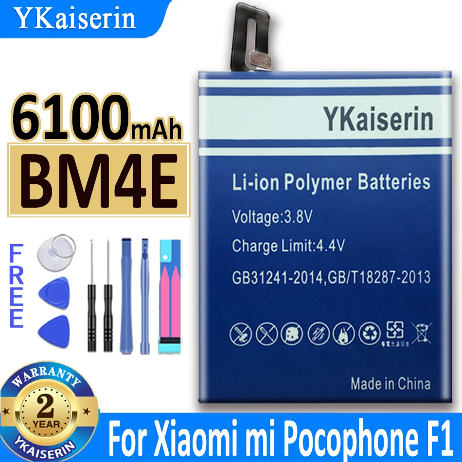 

YKaiserin Replacement Battery BM4E For Xiaomi MI Pocophone Poco F1 Battery Phone Battery 6100mAh Bateria