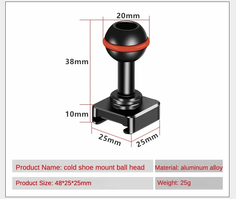 Description Picture 5 of item20mm Ball Head Adapter Mount NATO Clamp Cold Shoe Mount for DSLR Camera Cage Monitor Mount Light Holder Phone Stand