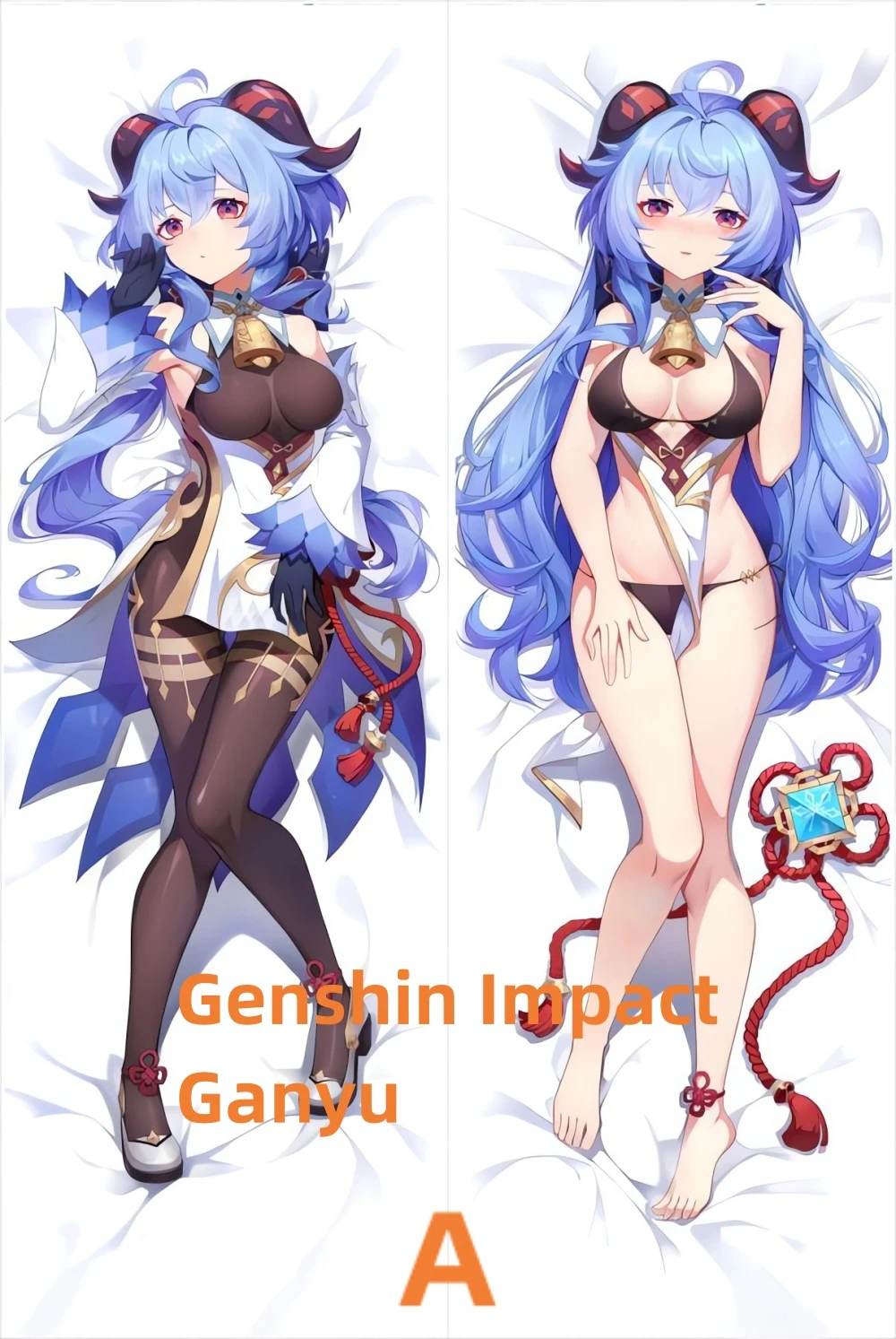 

Dakimakura Anime Pillow Case Genshin Impact Kamisato Ayaka Double-sided Print Of Life-size Body Pillowcase Can be Customized