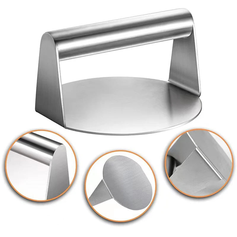 Stainless Steel Smash Burger Press Hamburger Patties Meat Masher Circular Meat Press Mold For Deli Meats Kitchen Accessories 1pc