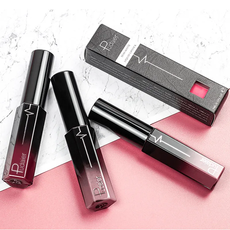 Semi Matte Liquid Lipstick Lips Makeup Half Moisturizing Lip Gloss Makeup Cosmetics Moisturizer Lipgloss Make up Batom lip makeup lip gloss