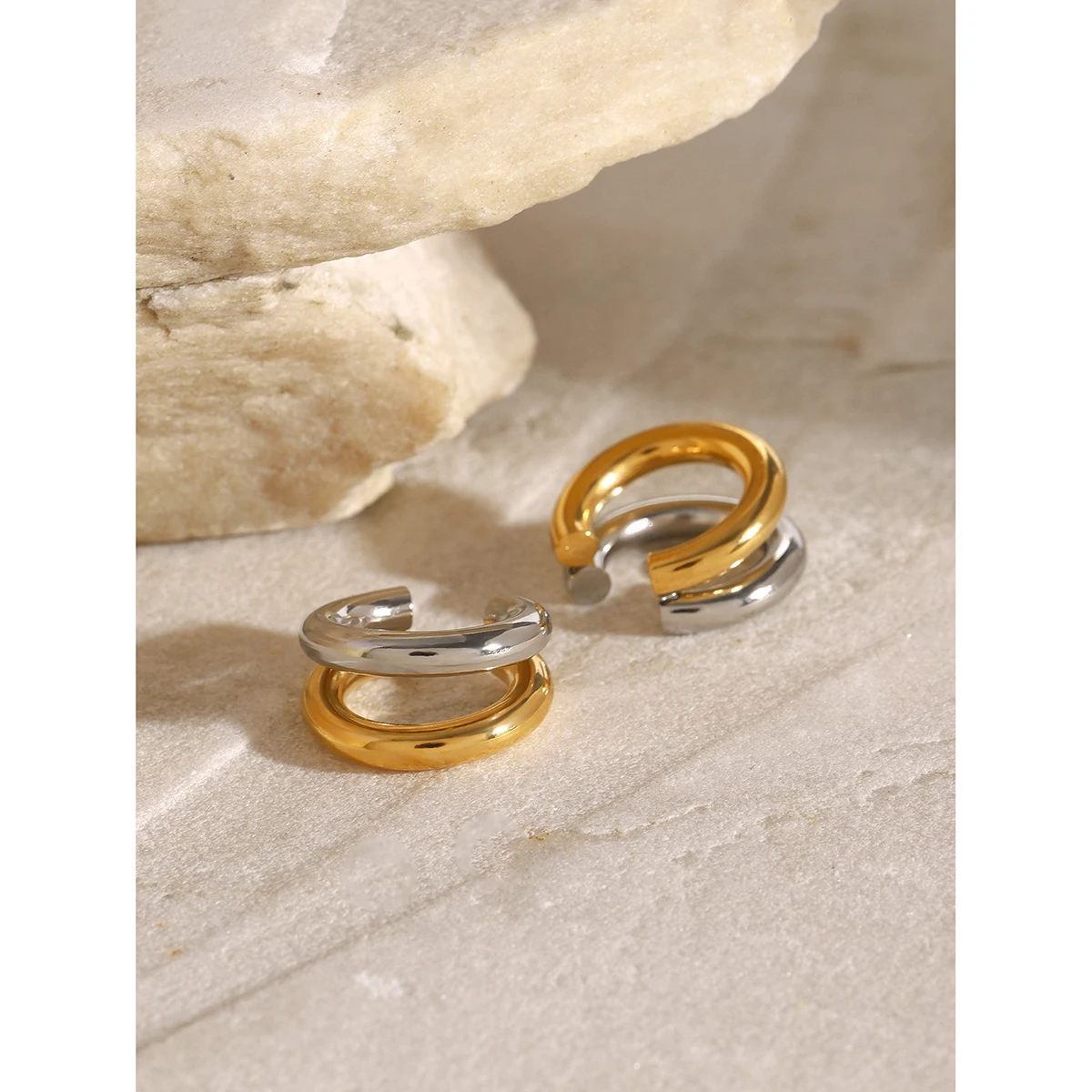 Minimalist Stainless Steel Ear Clip Silver Gold Mixed Rust Proof Metal Gold Silver Color Stylish Daily Jewelry Bijoux Uworld ear clip earrings clip earrings ear clip ear accessories