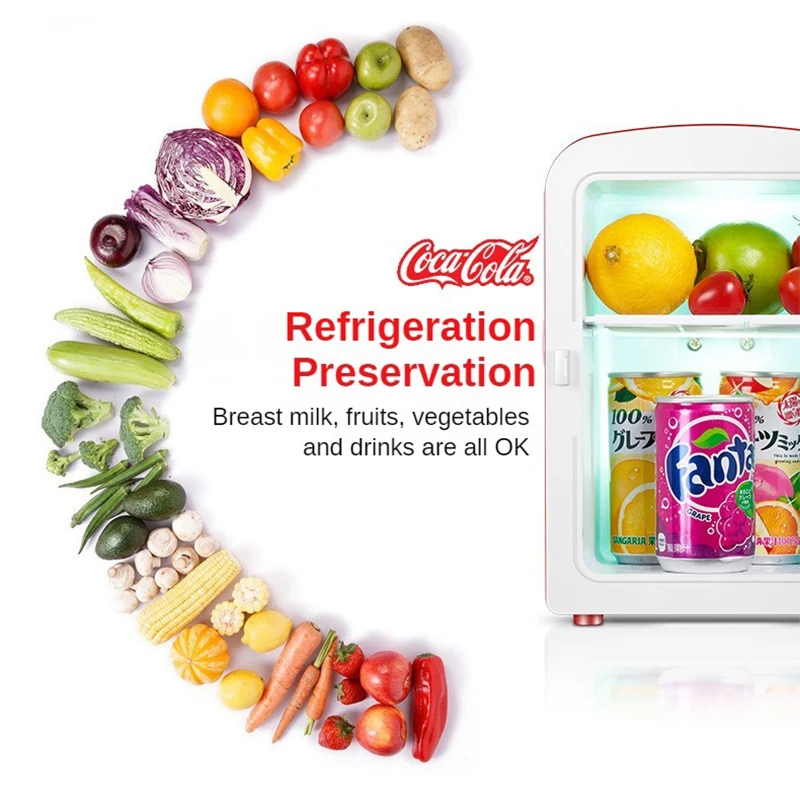 4L 12V/220V Coca-Cola Mini Refrigerator Multifunction Cosmetics Beer Beverage Cooler Warmer for Car Home