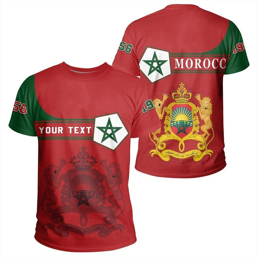 Camiseta con nombre personalizado gratis para hombre, con bandera marroquí, camiseta equipo nacional de Marruecos, deportiva, camisetas Country MAR| | -