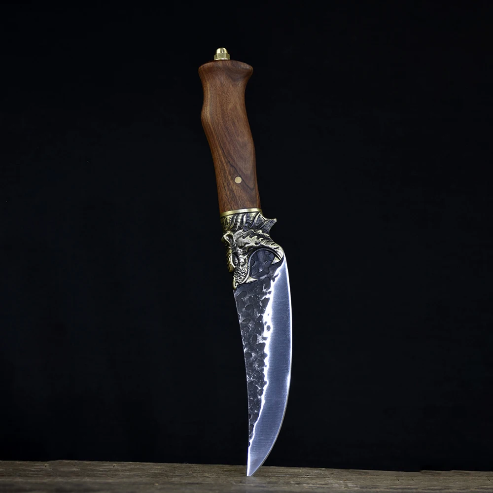 

Kitchen Boning Knife Handmade Forged 7Cr17MoV Steel Butcher's Meat Cleaver Wood Handle 6 Inch Chef Scimitar Hunting Viking Knife