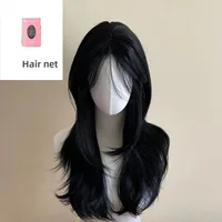 Perruque noire femme bandeau corps ondulé Rose filet à cheveux modèles en frange française haute qualité Simulation cheveux synthétique perruque 6