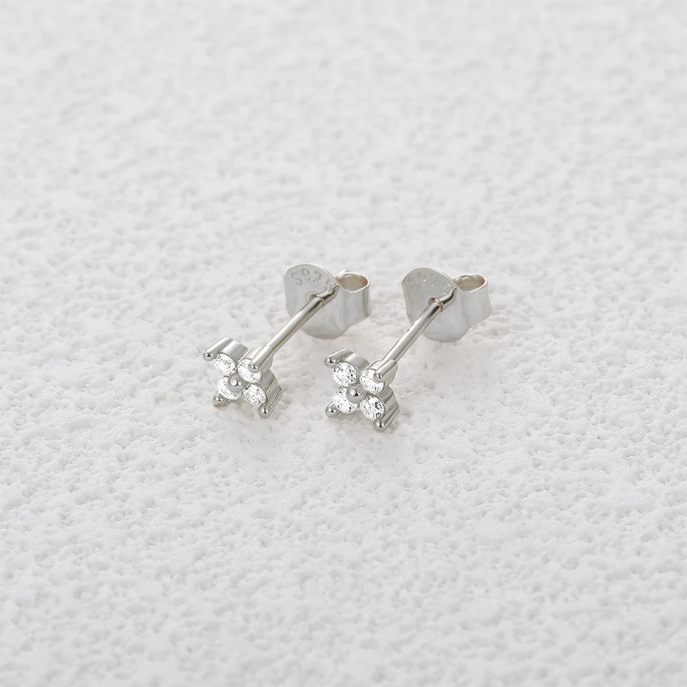 KOJ Exquisite D Color Moissanite Stud Earrings For Women 100% 925 Sterling Silver White Diamond Mini Flower Earring Jewelry