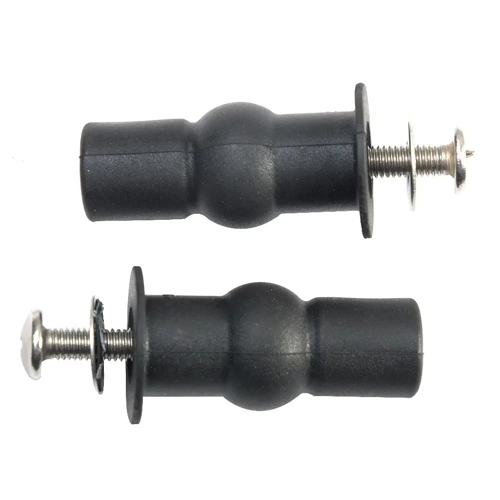 2pcs Black Fixing Nut Expansion Screw Screw Hinge With Thread Rubber Sleeve Stainless Steel Toilet Seat Top Universal Household