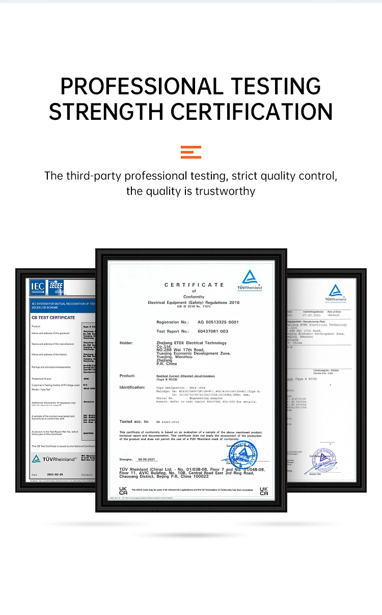 ETEK Type B RCBO Residual Automatic Circuit Breaker 10KA 3P+N 4P 40a 63a Over Current Leakage Protection 30mA EKL5