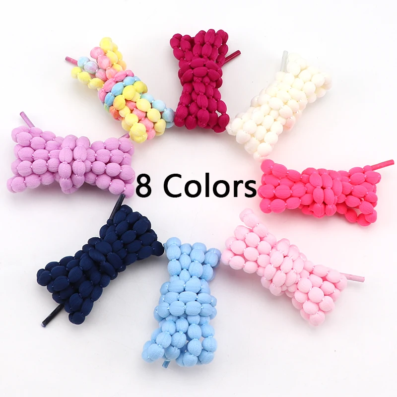 1Pair Fashion Beaded Colorful Sneaker Shoelaces Round Laces for Shoes 120/140/160cm Thickened 1CM Boot Shoelace Shoe Accessories