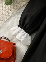 2024 Baby Gilrs Black Doll Collar With Lace For 6M-3Y Vintage European and American style Dress 5