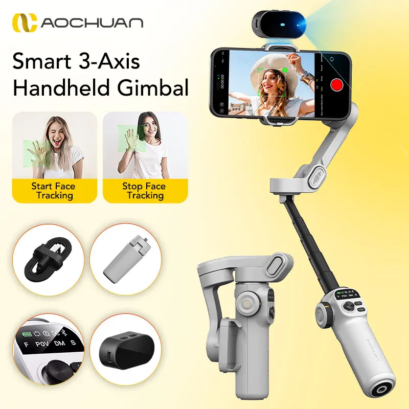AOCHUAN Smart X2 AI ホワイト 3軸ハンドヘルドジンバルスタビライザー
