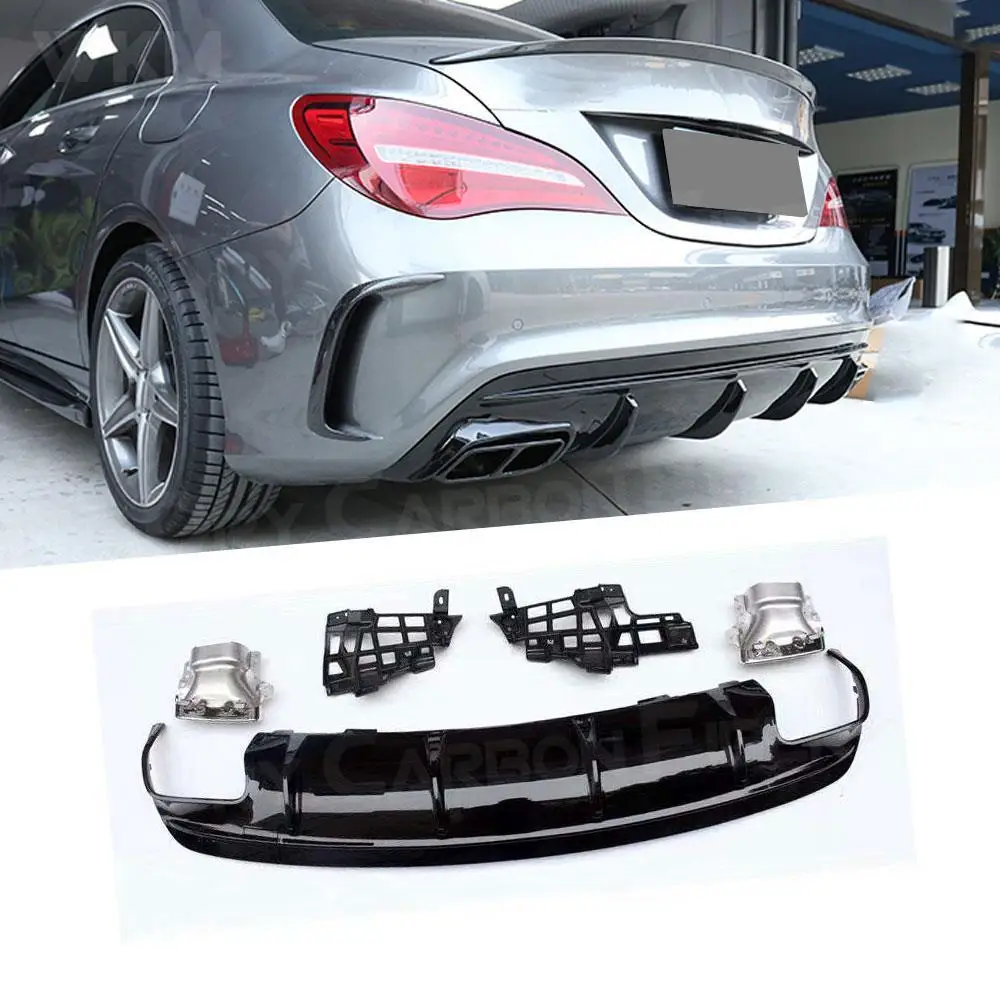 Rear Bumper Lip Diffuser With Exhaust Tips For Mercedes Benz Cla Class