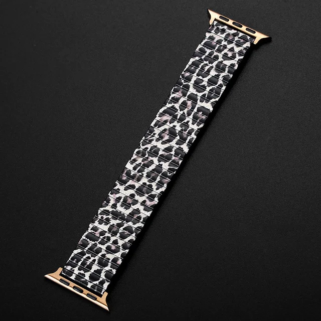 Stainless Steel Strap Elastic for Apple Watch Band 44mm 40mm 42mm 38mm Watchband for Iwatch 6 5 4 3 Se Band Luxury Accessories 06 Leopard