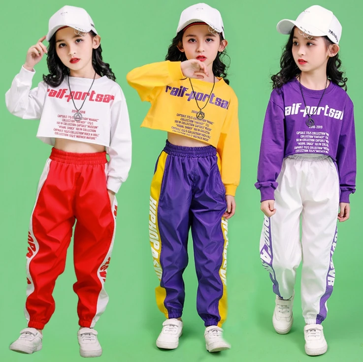 

For 8 10 12 14 16 18 Years Teen Girls Clothing Set Cropped Sweatshirt Shirt Jogger Pants Hip Hop Clothes Jazz Dance Costumes