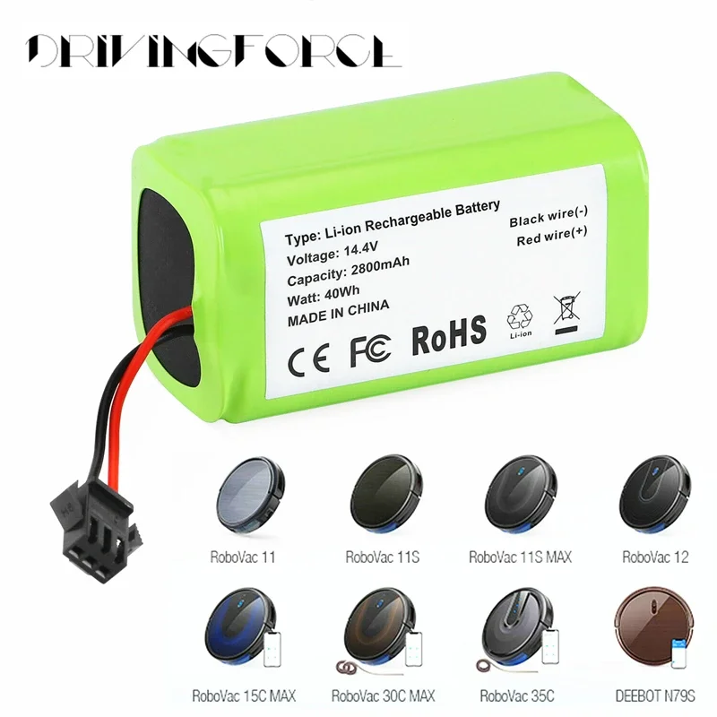 

18650 14.4V 2800mAh Replacement Battery for Deebot N79S, N79, DN622, Robovac 11, 11S, 11S Max, Conga Excellent 990, IKOHS S15