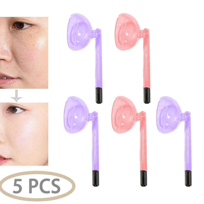 

5PCS High Frequency Facial Machine Electrotherapy Wand Glass Neon + Argon Wands Remove wrinkles Inflammation Acne Skin Care Tool