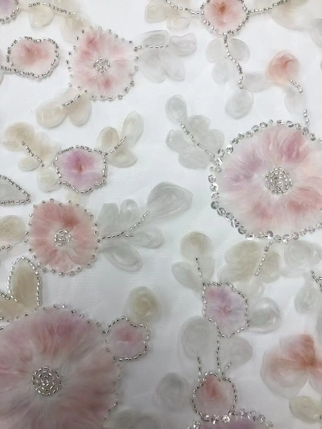 

African Laces S-13025512 High Quality Beaded Mesh Fabric Fashionable Tulle Embroidery French Net Lace With Sequins