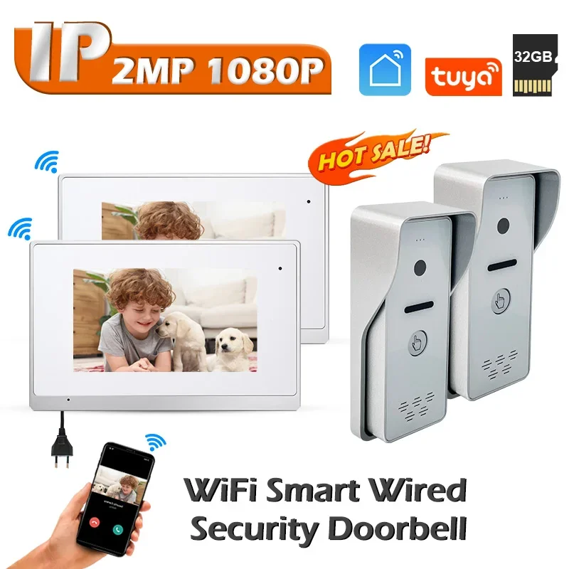 

Tuya wireless video with door release mobile intercom system smart for home remote intercom telephone entry system with camera