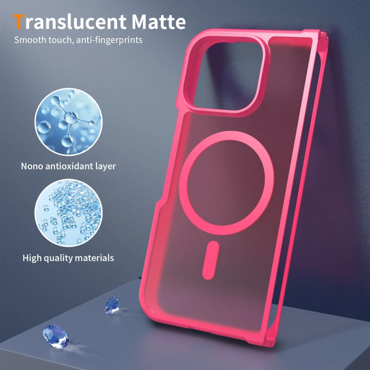 Deluxe Frosted Magnetic 2-in-1 Folding Phone Case with Wireless Charging Compatibility