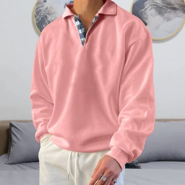 Hot Selling Long Sleeved V-neck Men's Flip Collar Loose Hoodie Men's Clothing 2